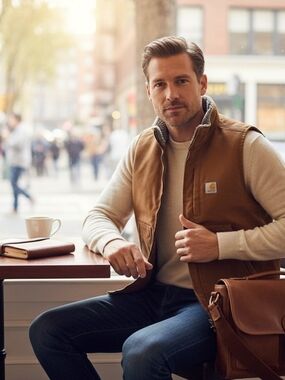 Carhartt Men's Washed Duck Sherpa-Lined Mock Neck Vest.
